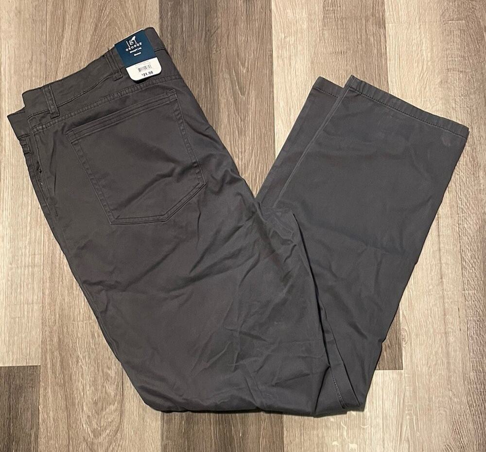 New George Men’s Gray Straight Leg- Stretch- 5 Pocket Casual Work Pants 36x30